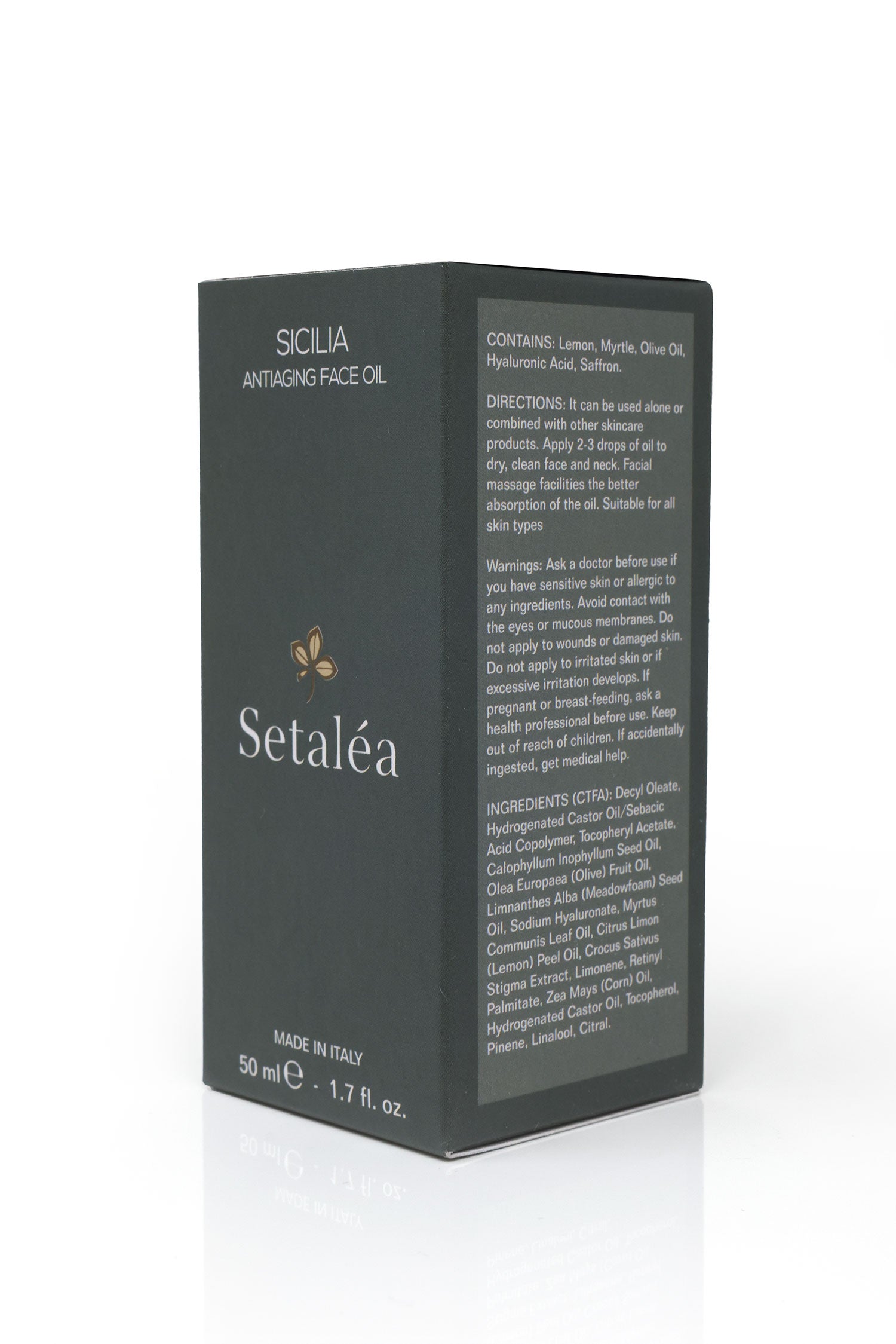 Setalea Sicilia Anti-Aging Face Oil Organic Lemon Saffron Olive Myrtle